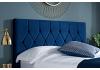 4ft6 Double Loxey Velvet velour Blue fabric bed frame 6